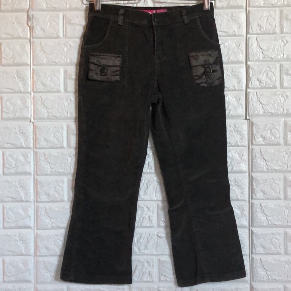 Zana Di Girl moss green corduroy flare bottom pants
